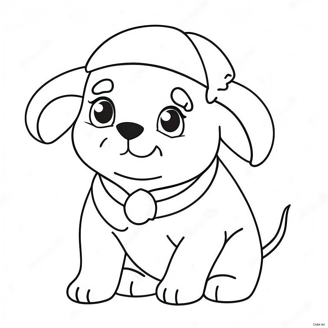 Adorable Christmas Puppy With Santa Hat Coloring Page 68453 56446
