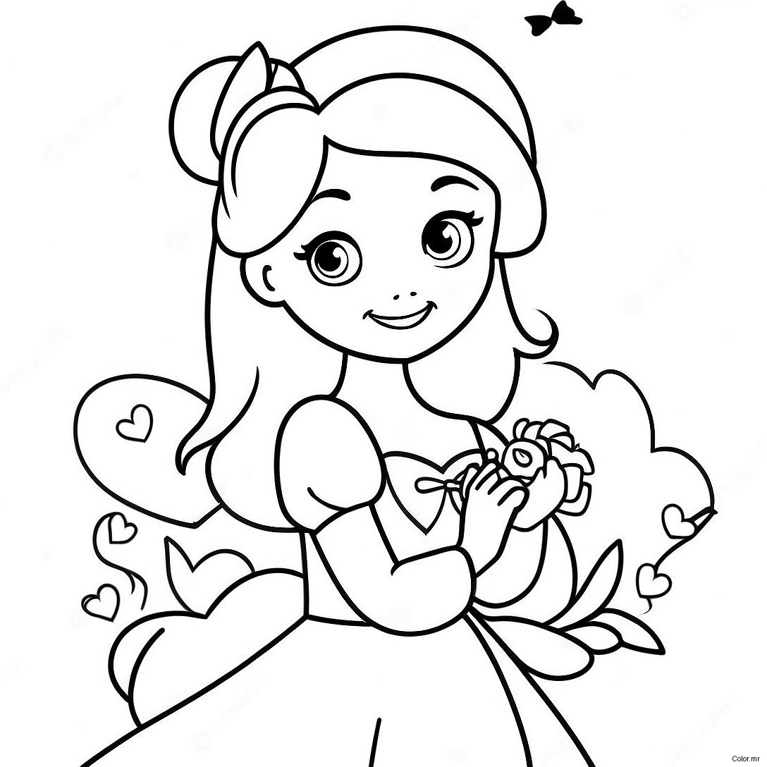 Adorable Disney Princess Valentines Coloring Page 2052 1685