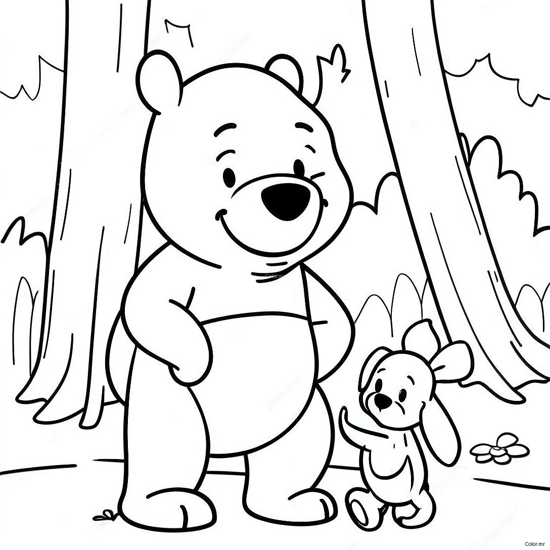 Adventurous Winnie The Pooh In The Hundred Acre Wood Coloring Page 19609 18337