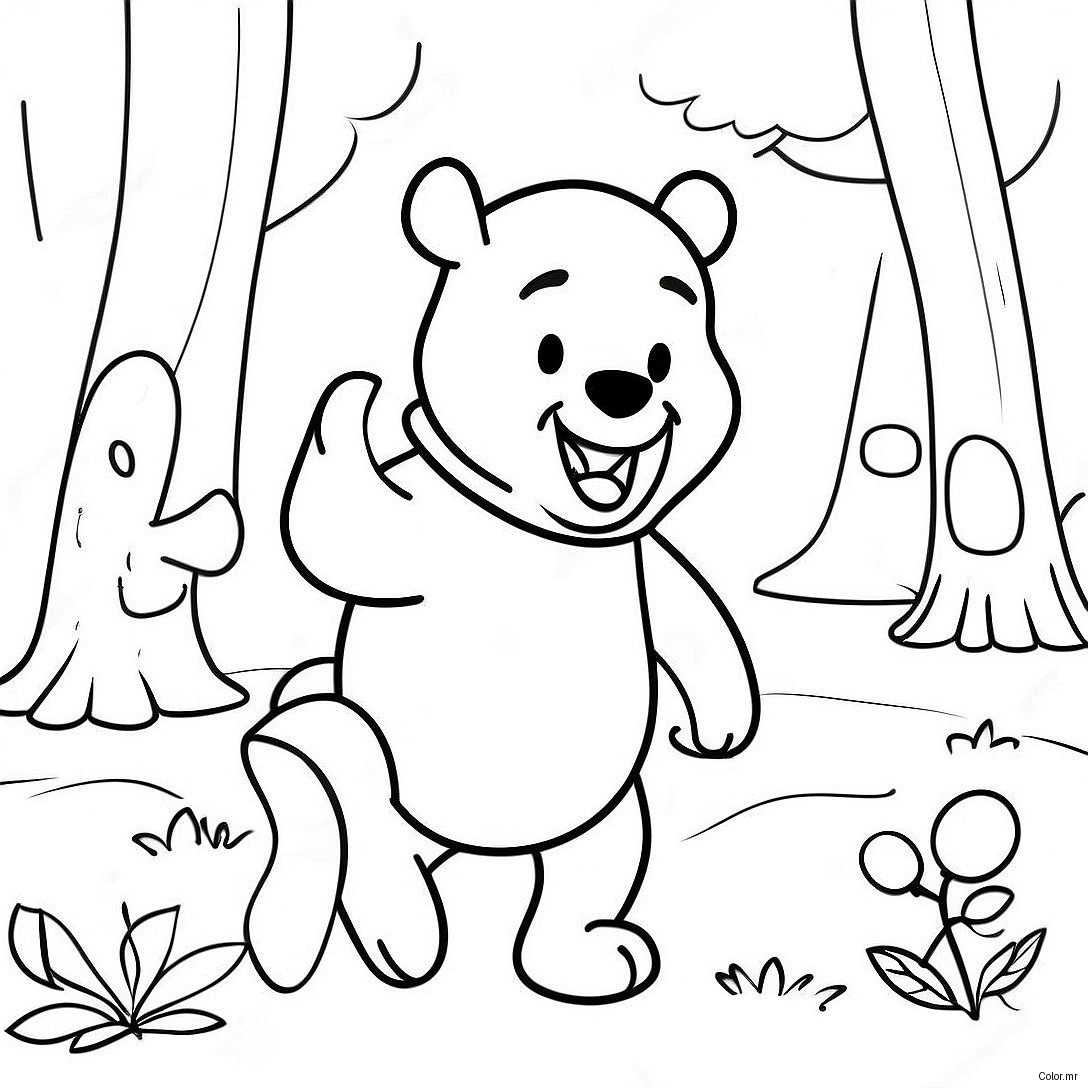 Adventurous Winnie The Pooh In The Hundred Acre Wood Coloring Page 19609 18338