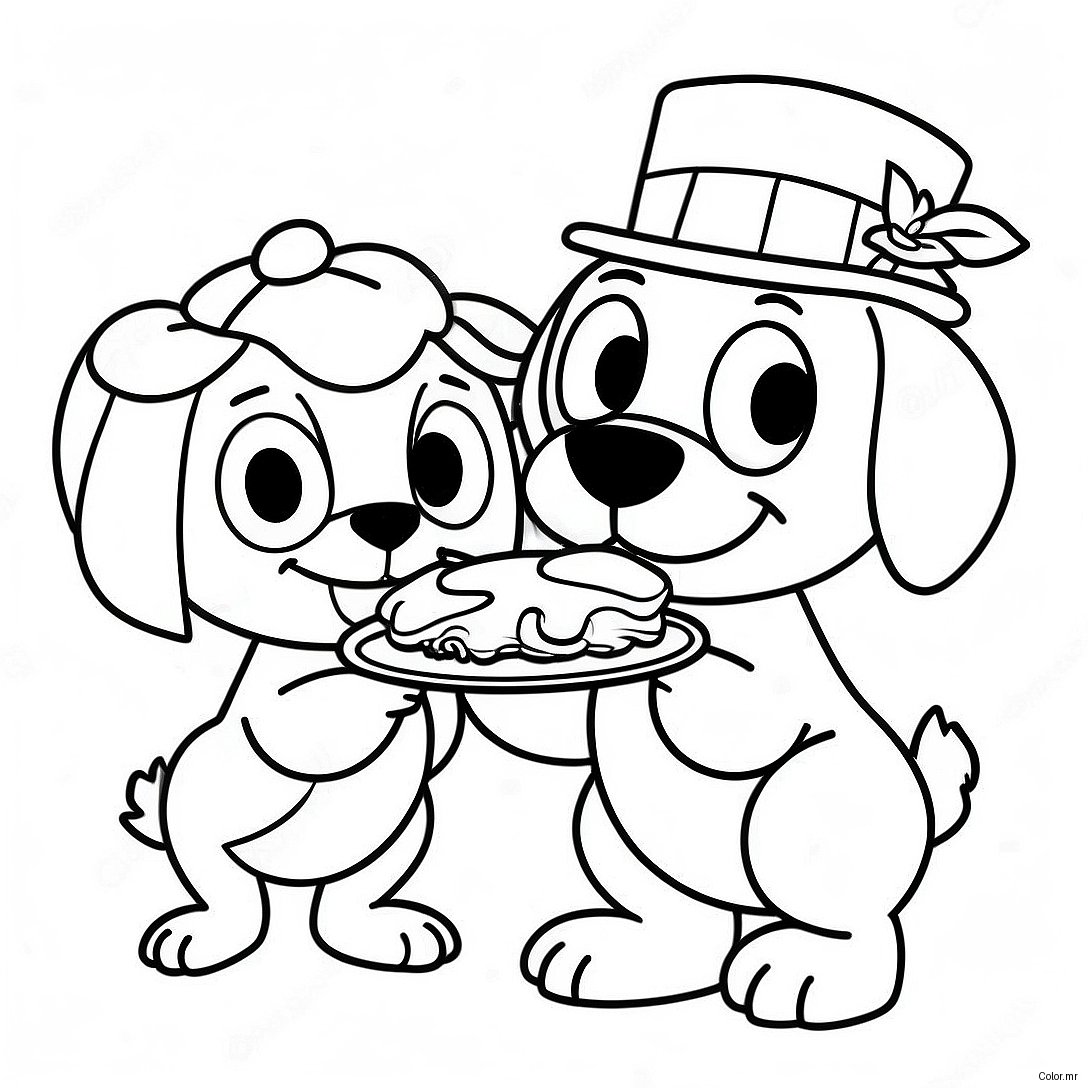 Bluey And Bingo Celebrating Thanksgiving Coloring Page 9477 7733