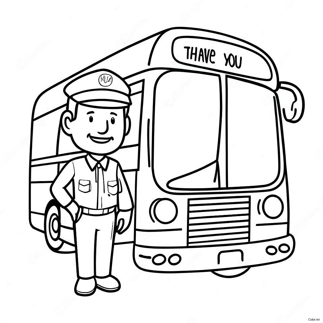 Bus Driver Thank You Card Coloring Page 17805 14926