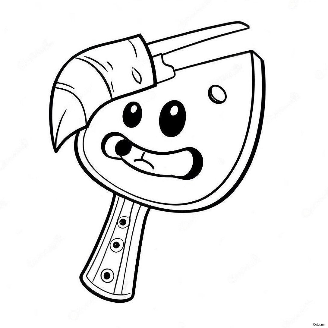 Cartoon Axe With Smiley Face Coloring Page 65571 54181