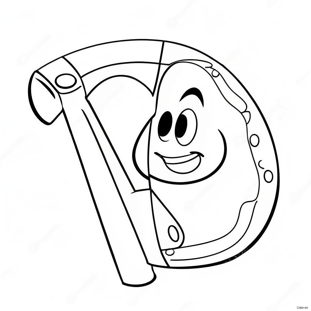 Cartoon Axe With Smiley Face Coloring Page 65571 54182
