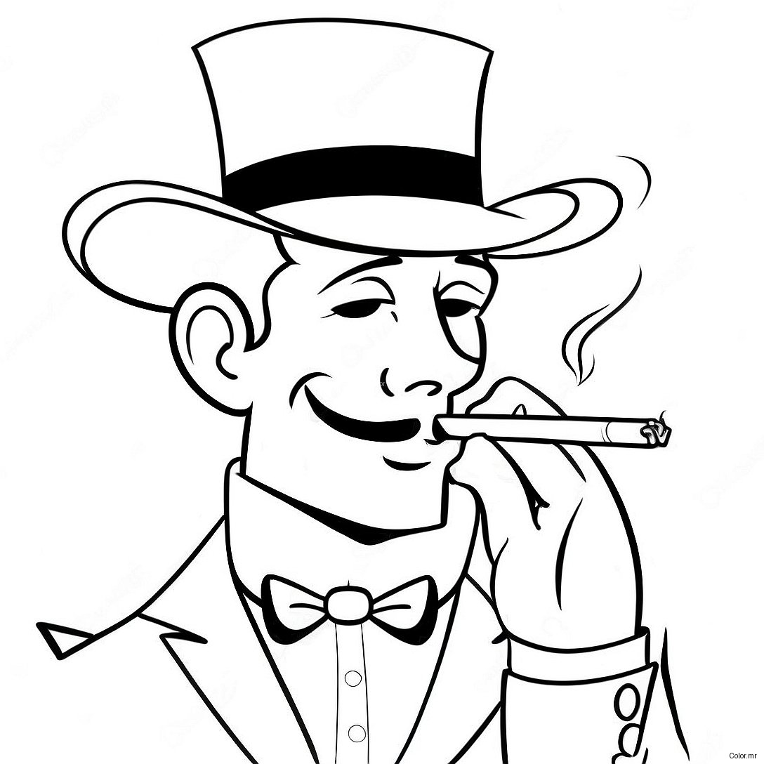 Cartoon Character Smoking Cigarette Coloring Page 40358 33462