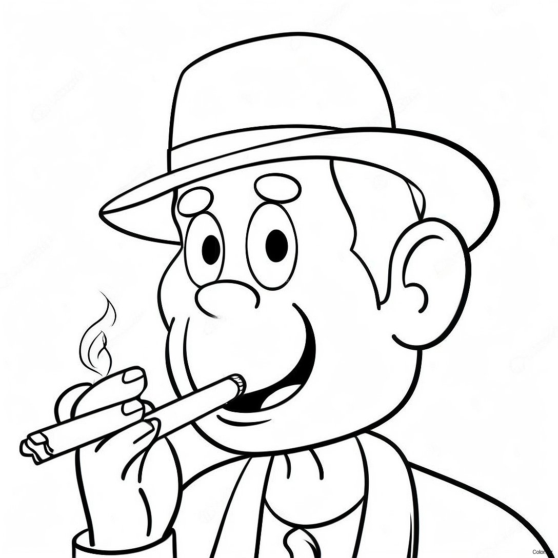 Cartoon Character Smoking Cigarette Coloring Page 40358 33463