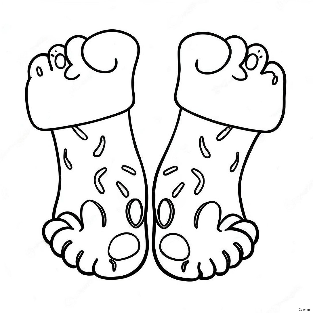 Cartoon Feet With Funny Socks Coloring Page 28436 25775