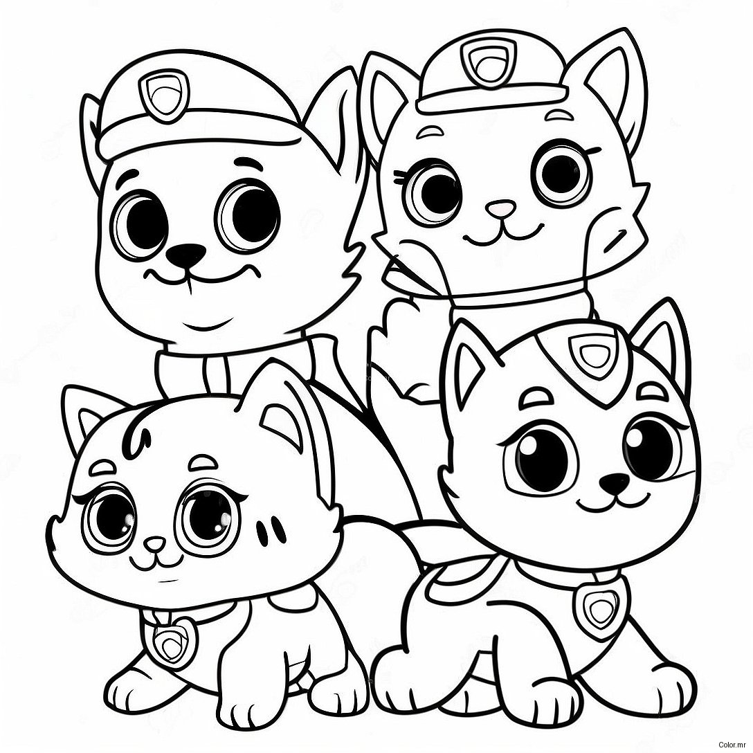 Charming Cat Pack Paw Patrol Coloring Page 64951 53687