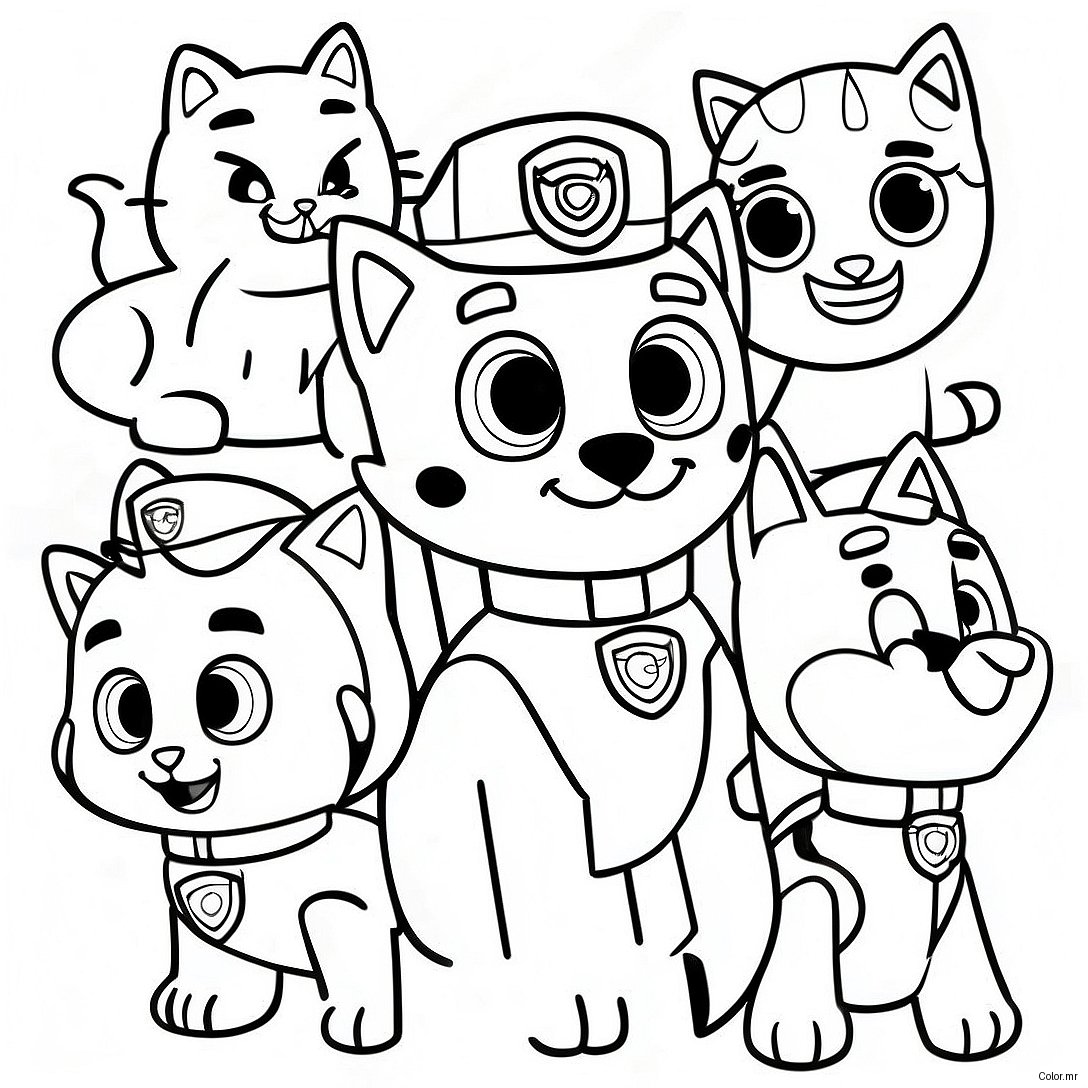 Charming Cat Pack Paw Patrol Coloring Page 64951 53688