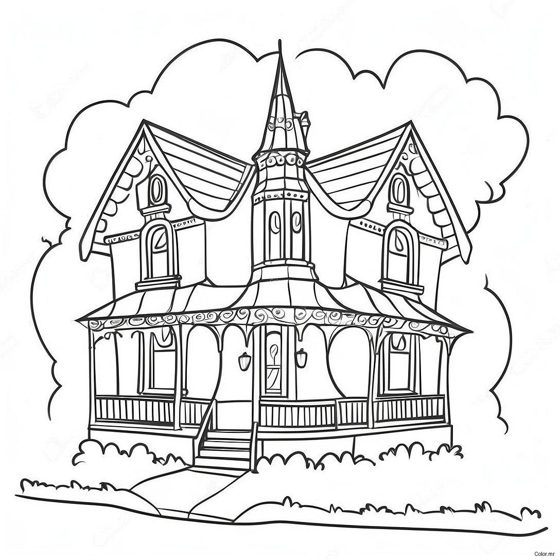 Charming Victorian Cottage Coloring Page 21773 20174
