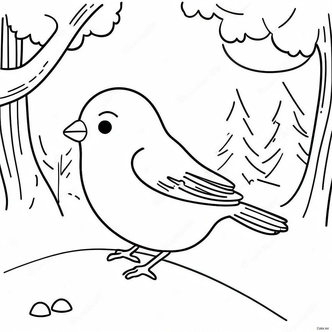 Charming Winter Bird In Snowy Landscape Coloring Page 53979 44981