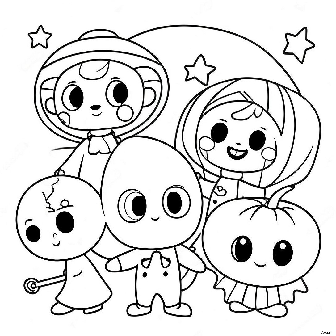 Cocomelon Characters In Halloween Costumes Coloring Page 30189 27151