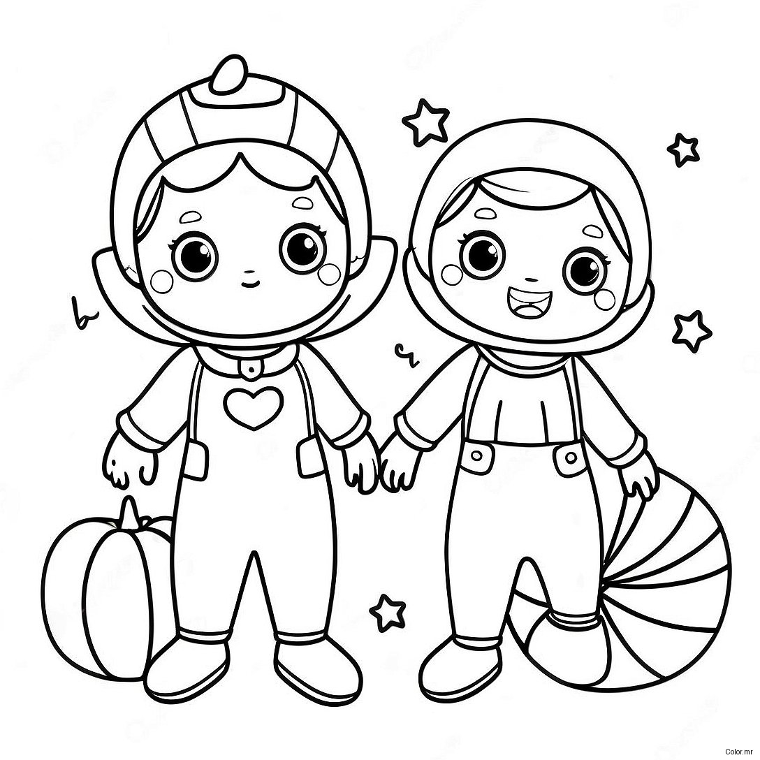 Cocomelon Characters In Halloween Costumes Coloring Page 30189 27152