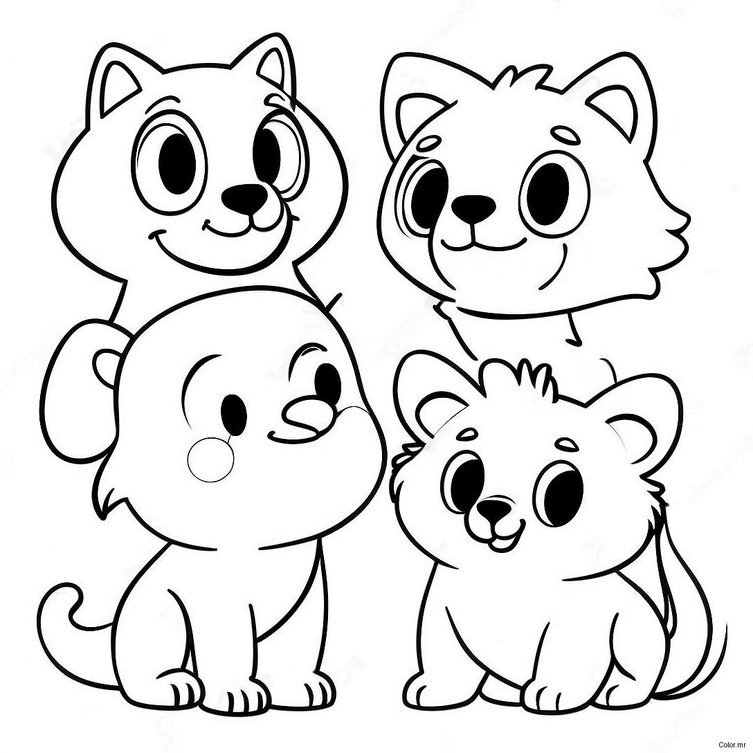 Colorful 80s Cartoon Animals Coloring Page 40999 33955