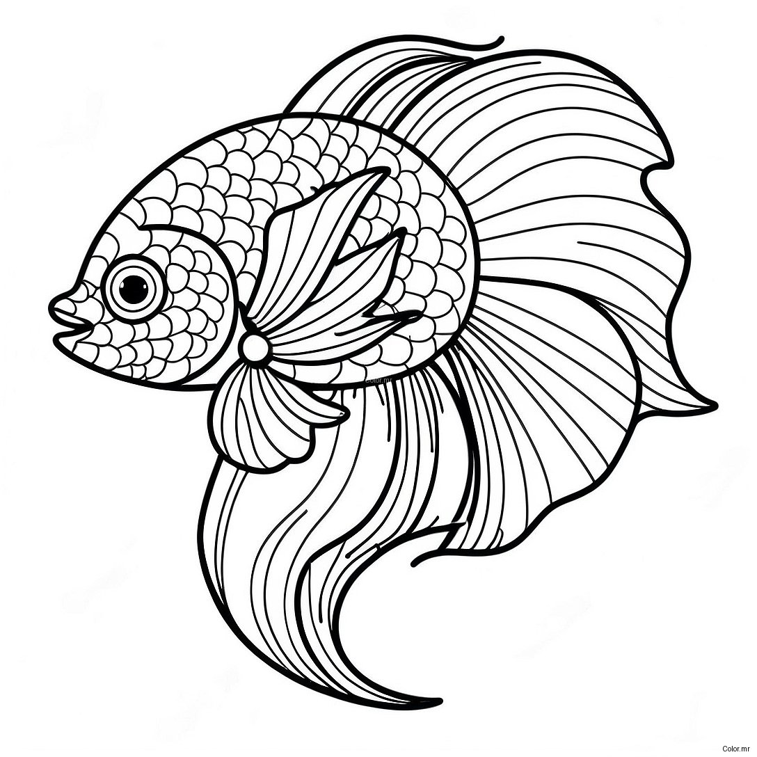 Colorful Betta Fish With Flowing Fins Coloring Page 71044 58722