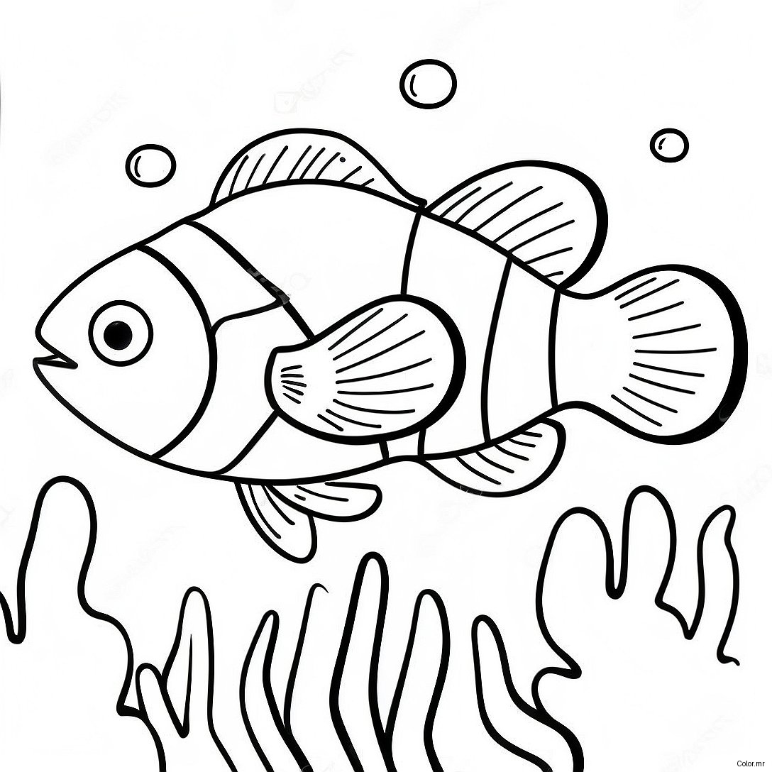 Colorful Clownfish Swimming In Coral Reef Coloring Page 54952 45731