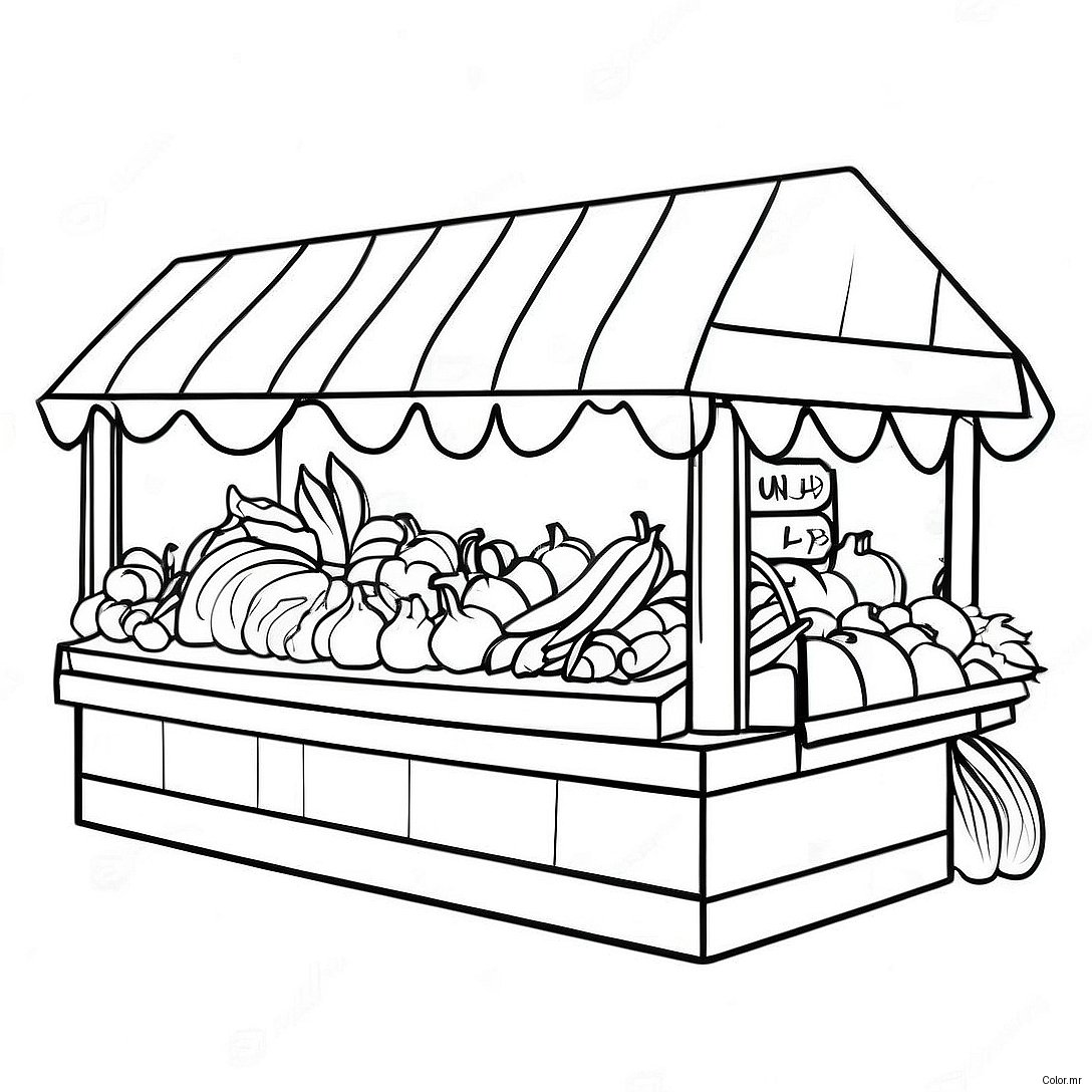 Colorful Farmers Market Stand Coloring Page 14960 12379