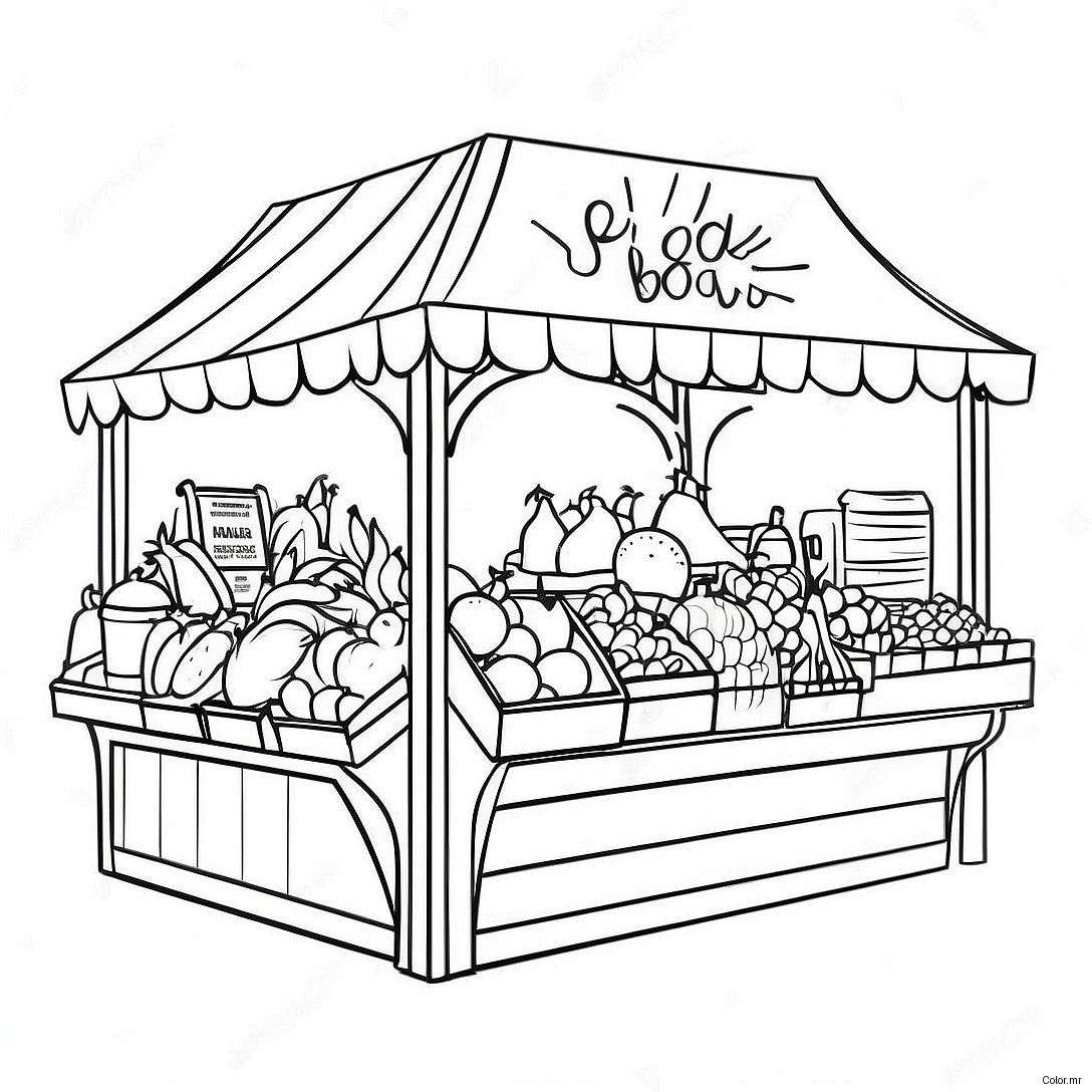 Colorful Farmers Market Stand Coloring Page 14960 12380
