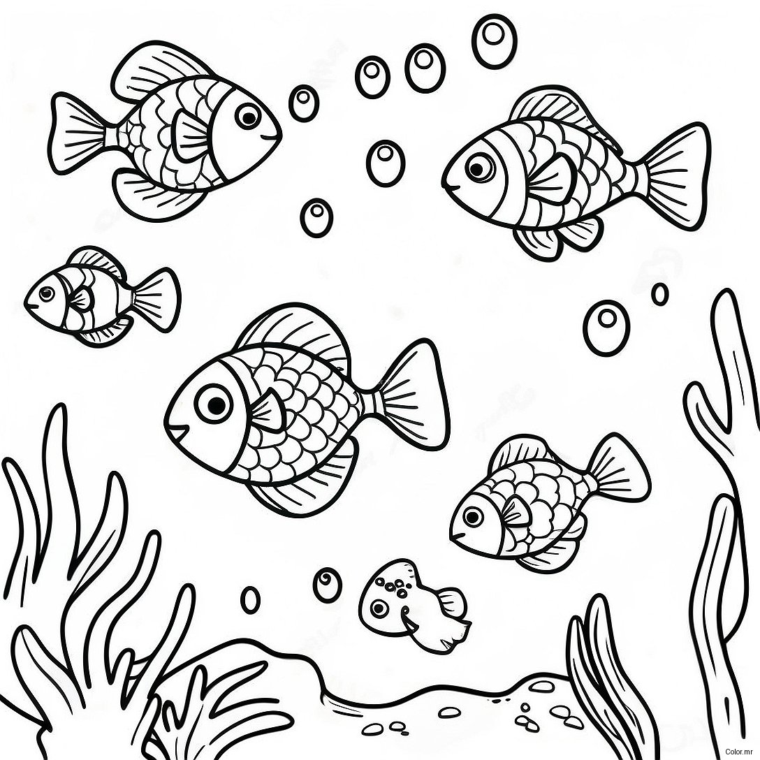 Colorful Fish Swimming In Coral Reef Coloring Page 9537 7781