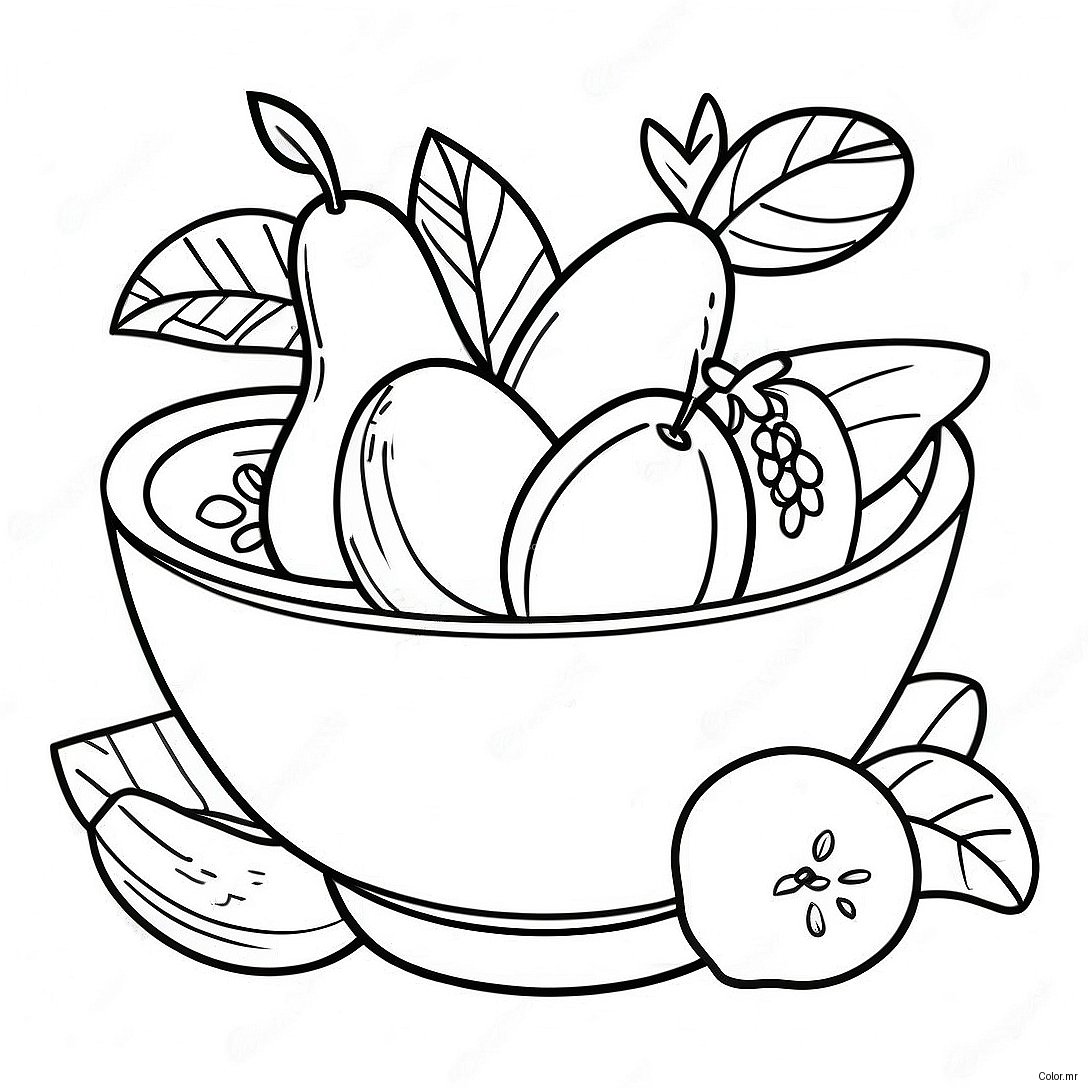 Colorful Fruit Bowl With Tropical Fruits Coloring Page 34353 28546