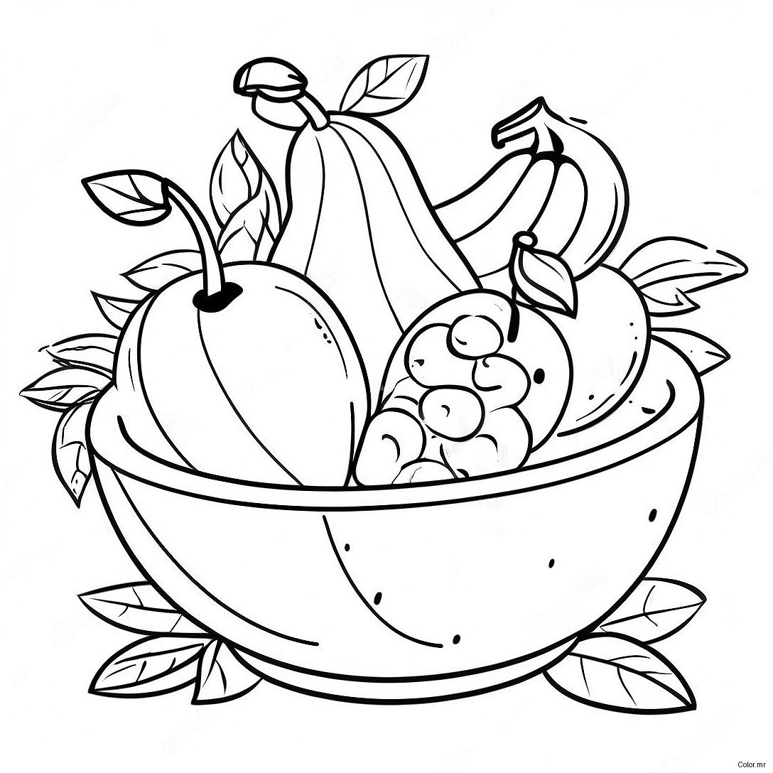 Colorful Fruit Bowl With Tropical Fruits Coloring Page 34353 28623