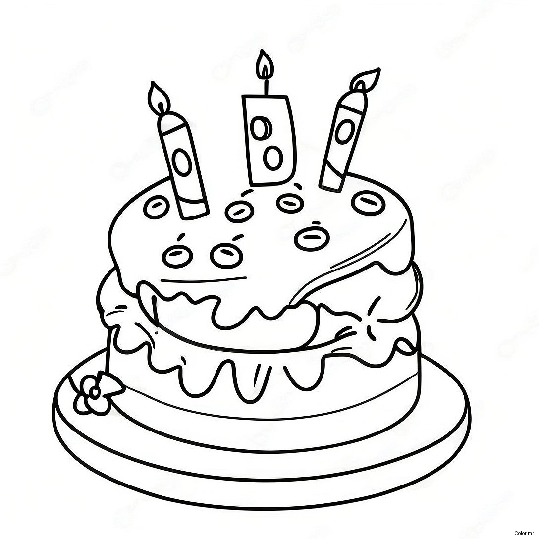 Colorful Happy 10th Birthday Cake Coloring Page 30899 27714