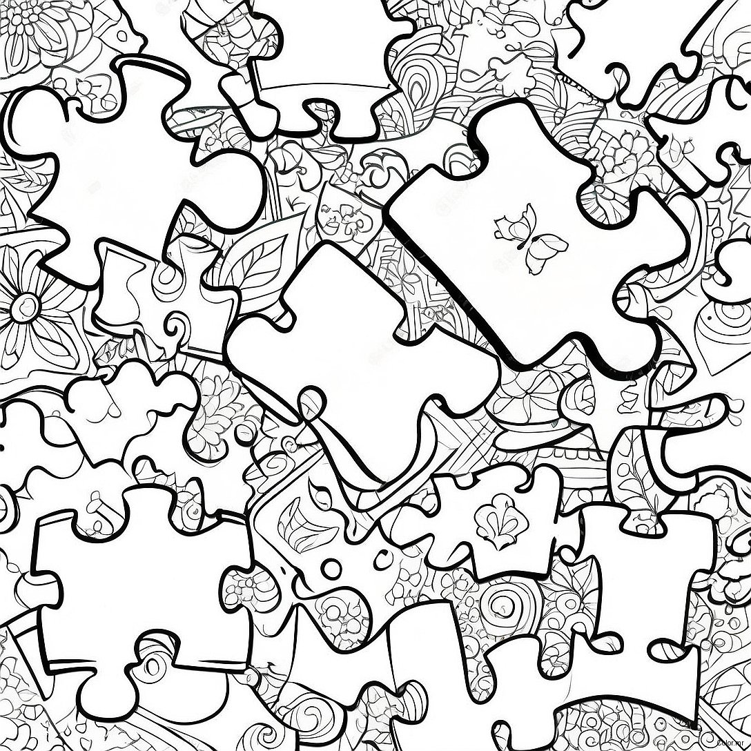 Colorful Puzzle Pieces Autism Coloring Page 2788 2272