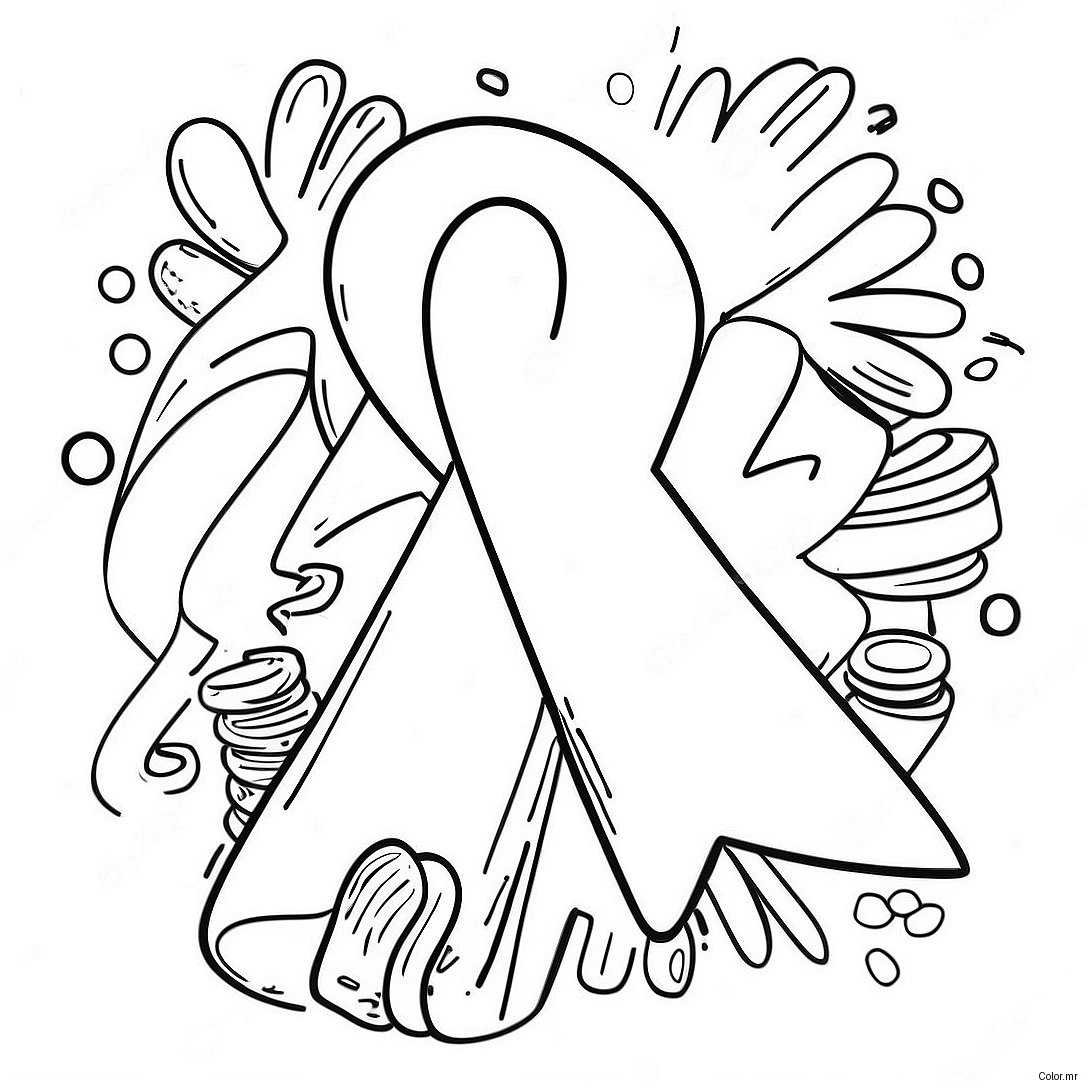 Colorful Red Ribbon Week Celebration Coloring Page 17926 15025