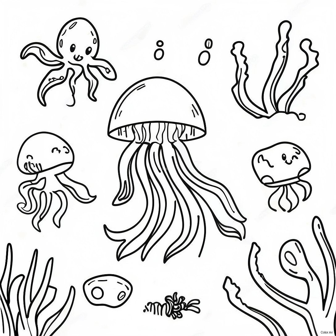 Colorful Seaweed Underwater Scene Coloring Page 24776 22714
