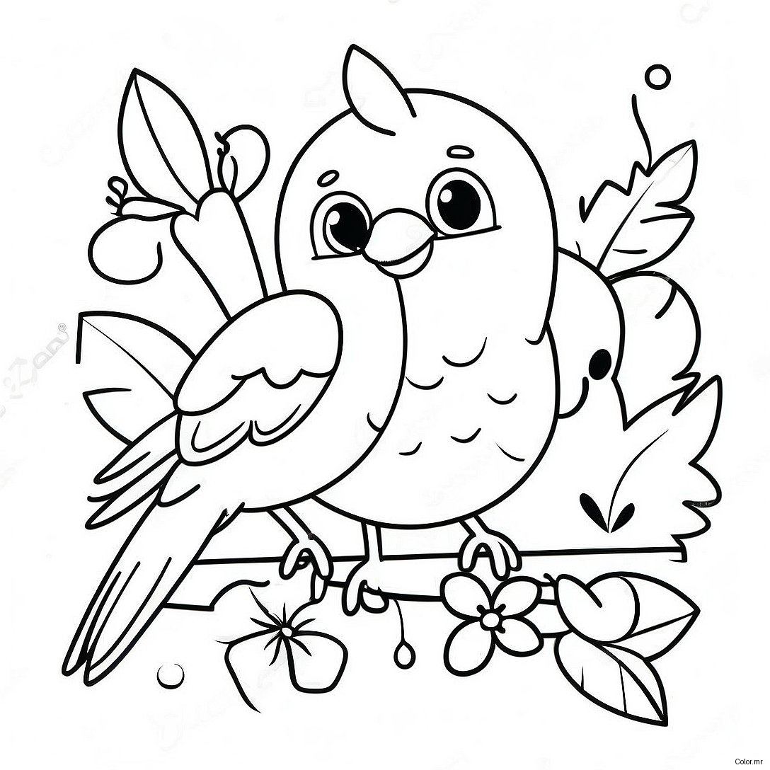 Colorful Tropical Birds And Bright Flowers Coloring Page 28867 26112