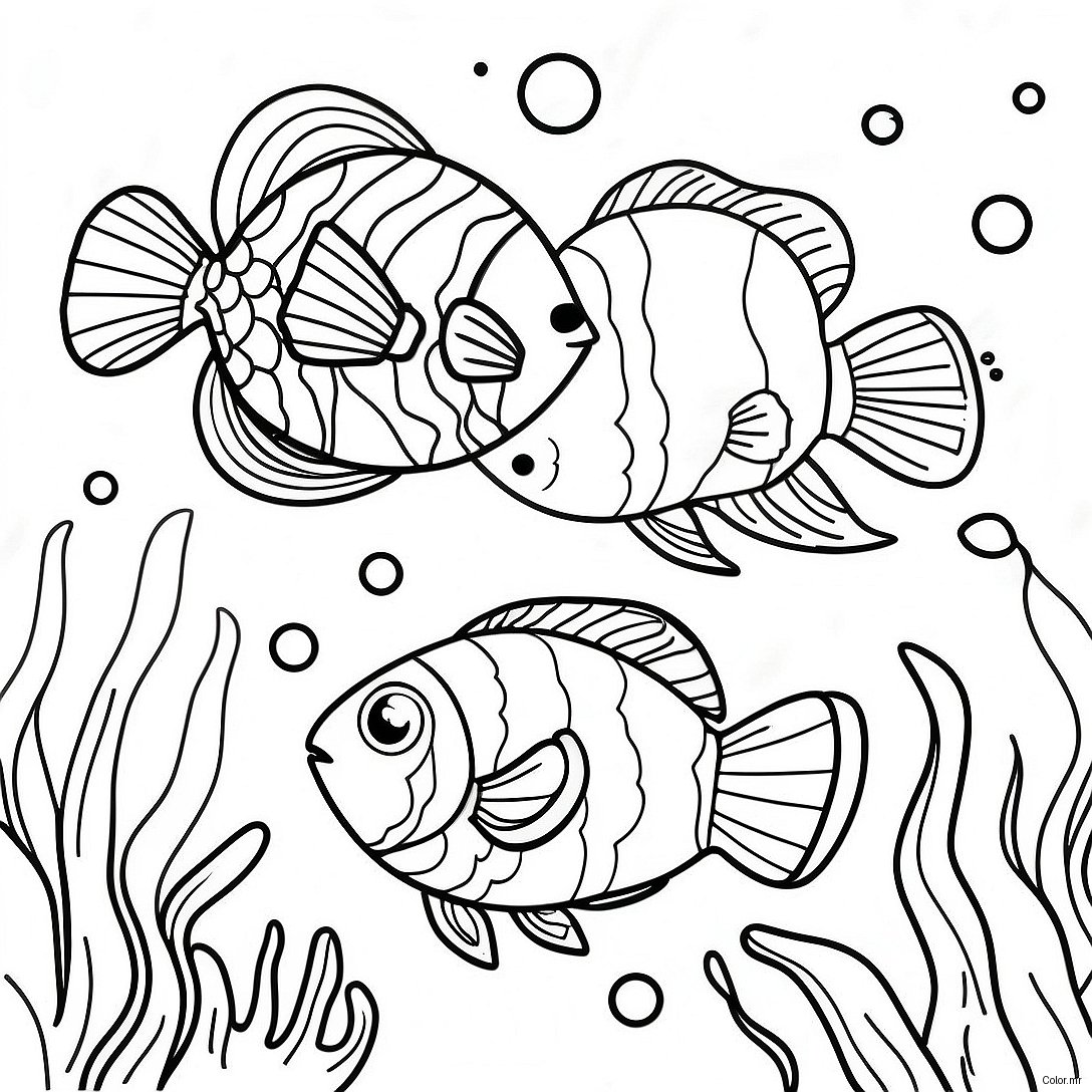 Colorful Tropical Fish Underwater Scene Coloring Page 39418 32726