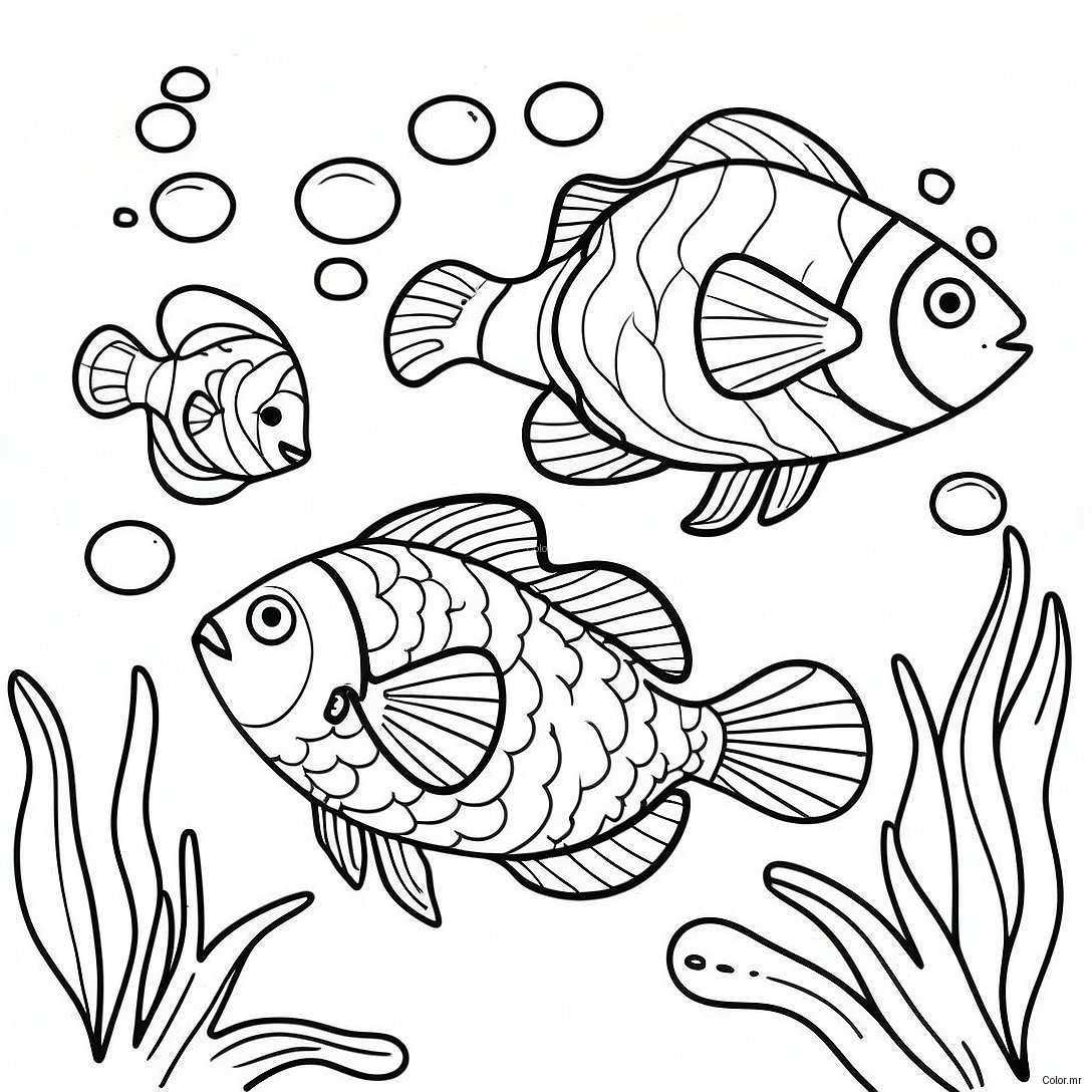Colorful Tropical Fish Underwater Scene Coloring Page 39418 32728
