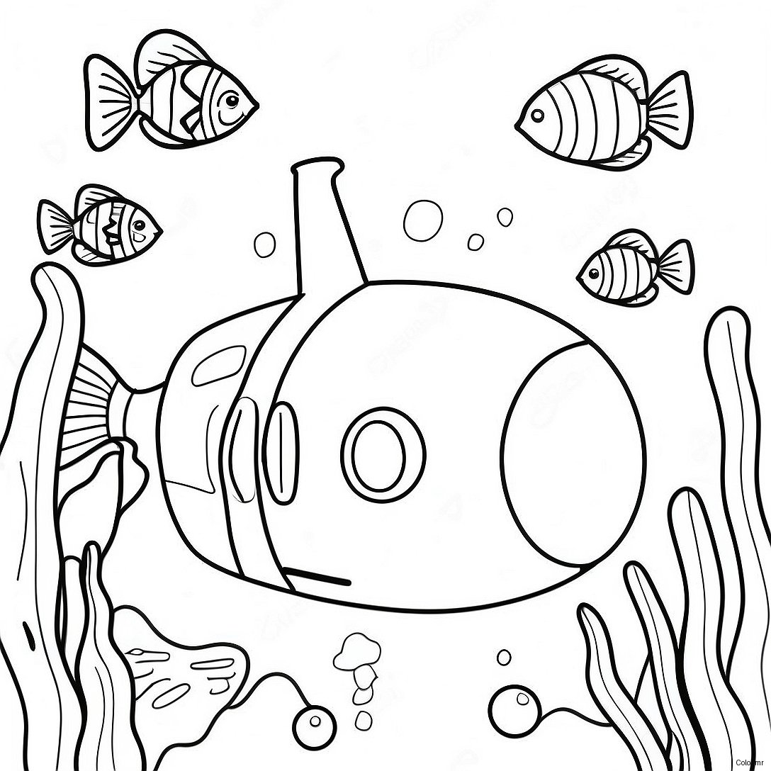 Colorful Yellow Submarine Underwater Scene Coloring Page 45564 37847