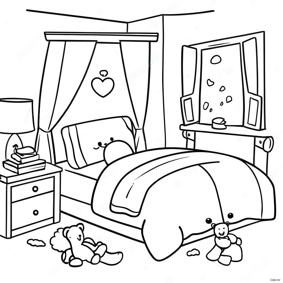 Cozy Bedroom With Teddy Bears Coloring Page 9447 7715