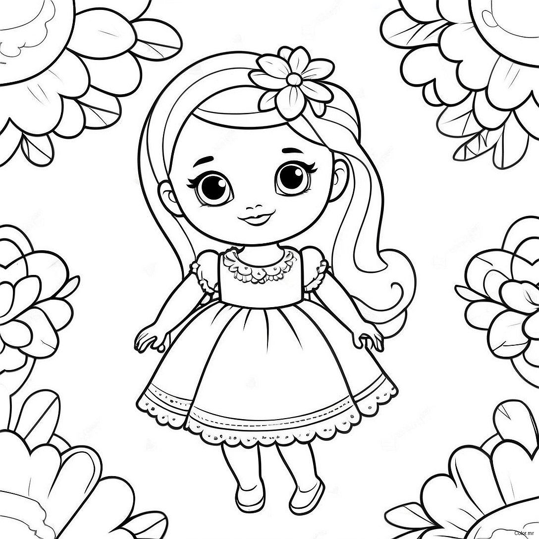 Cute Barbie Chelsea In A Flower Dress Coloring Page 14700 12154