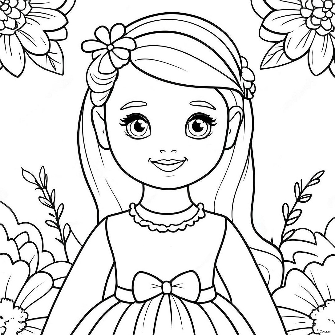 Cute Barbie Chelsea In A Flower Dress Coloring Page 14700 12156
