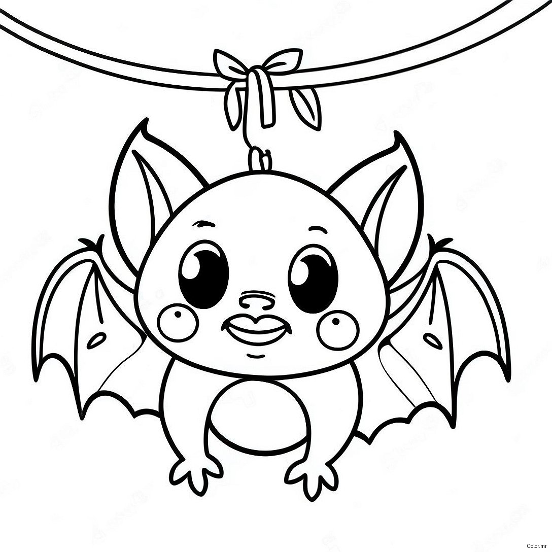 Cute Bat Hanging Upside Down Coloring Page 50865 42373