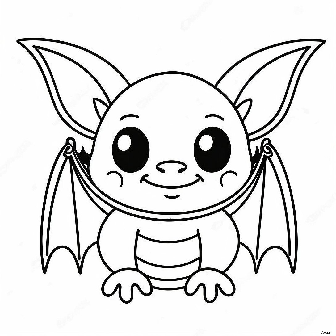 Cute Bat Hanging Upside Down Coloring Page 50865 42374