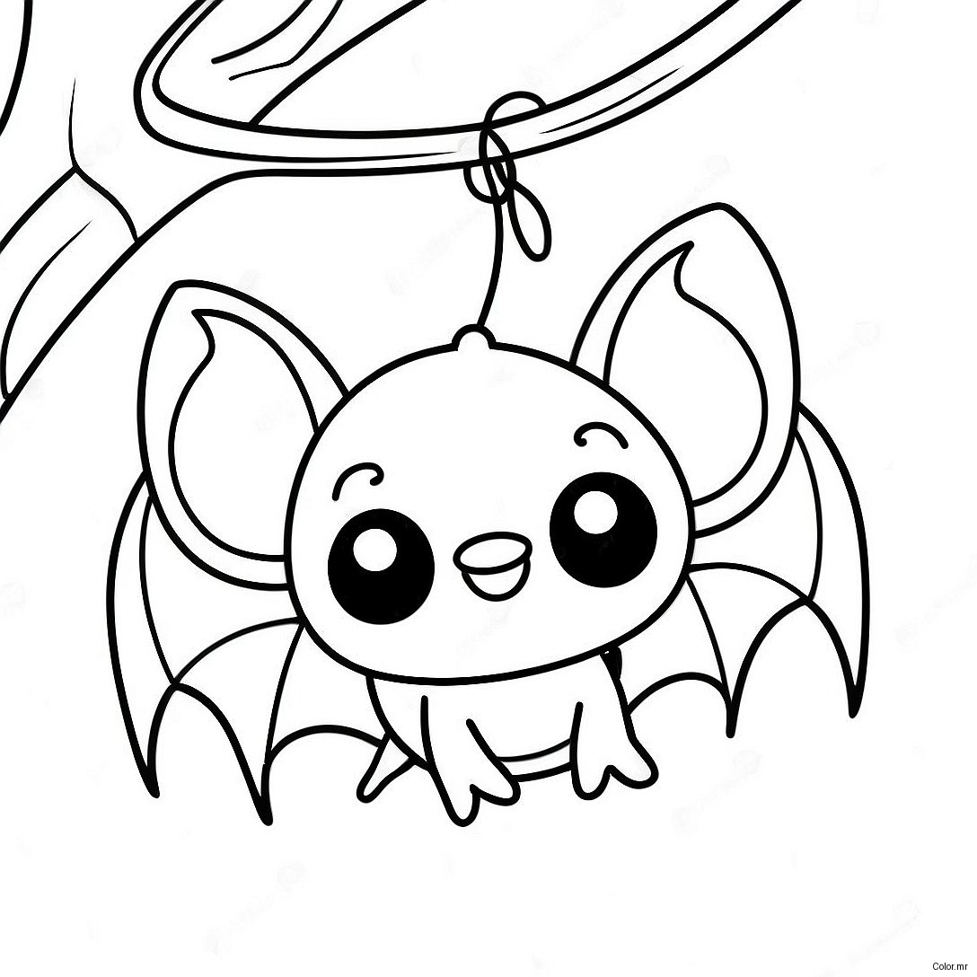 Cute Bat Hanging Upside Down Coloring Page 50865 42375
