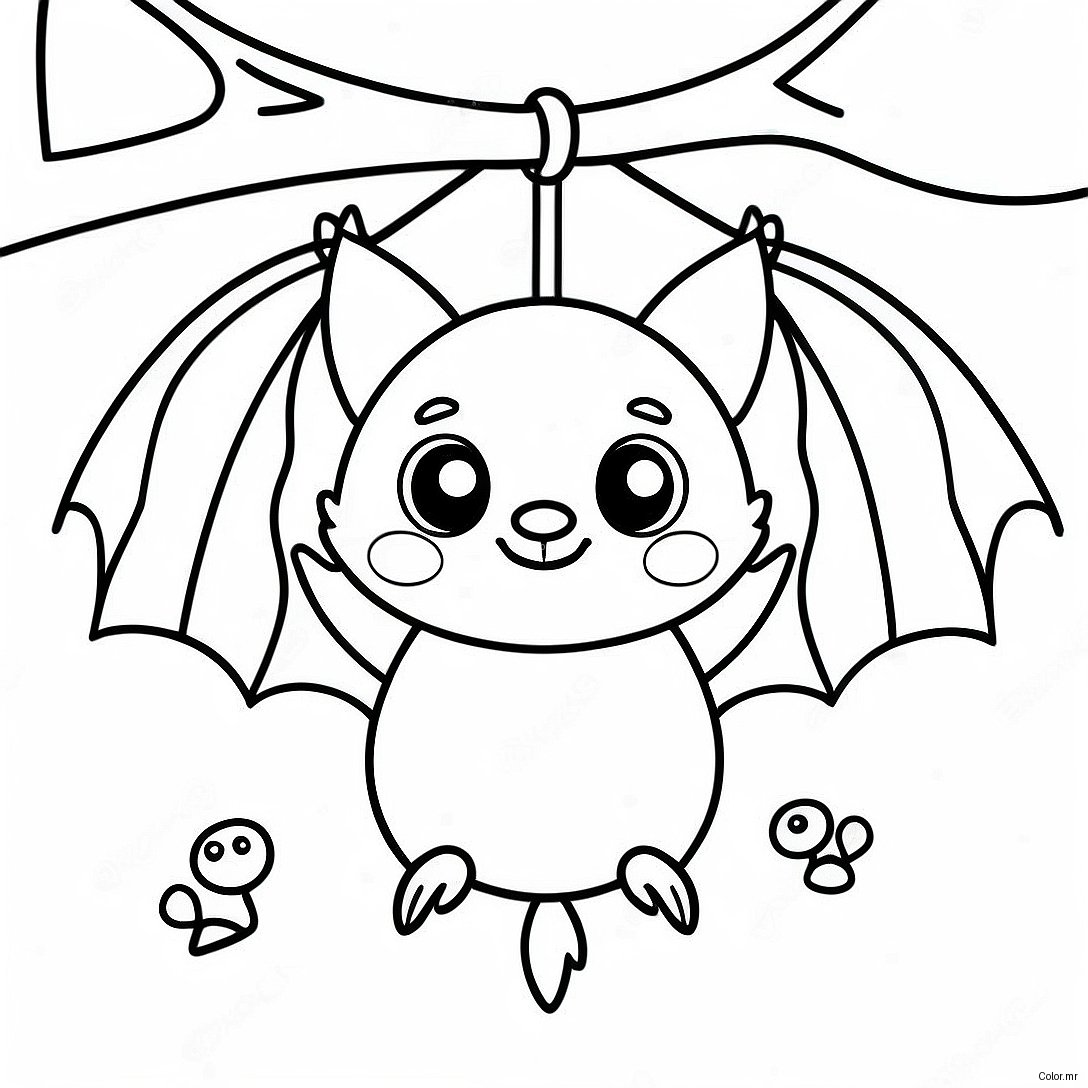 Cute Bat Hanging Upside Down Coloring Page 50865 42376