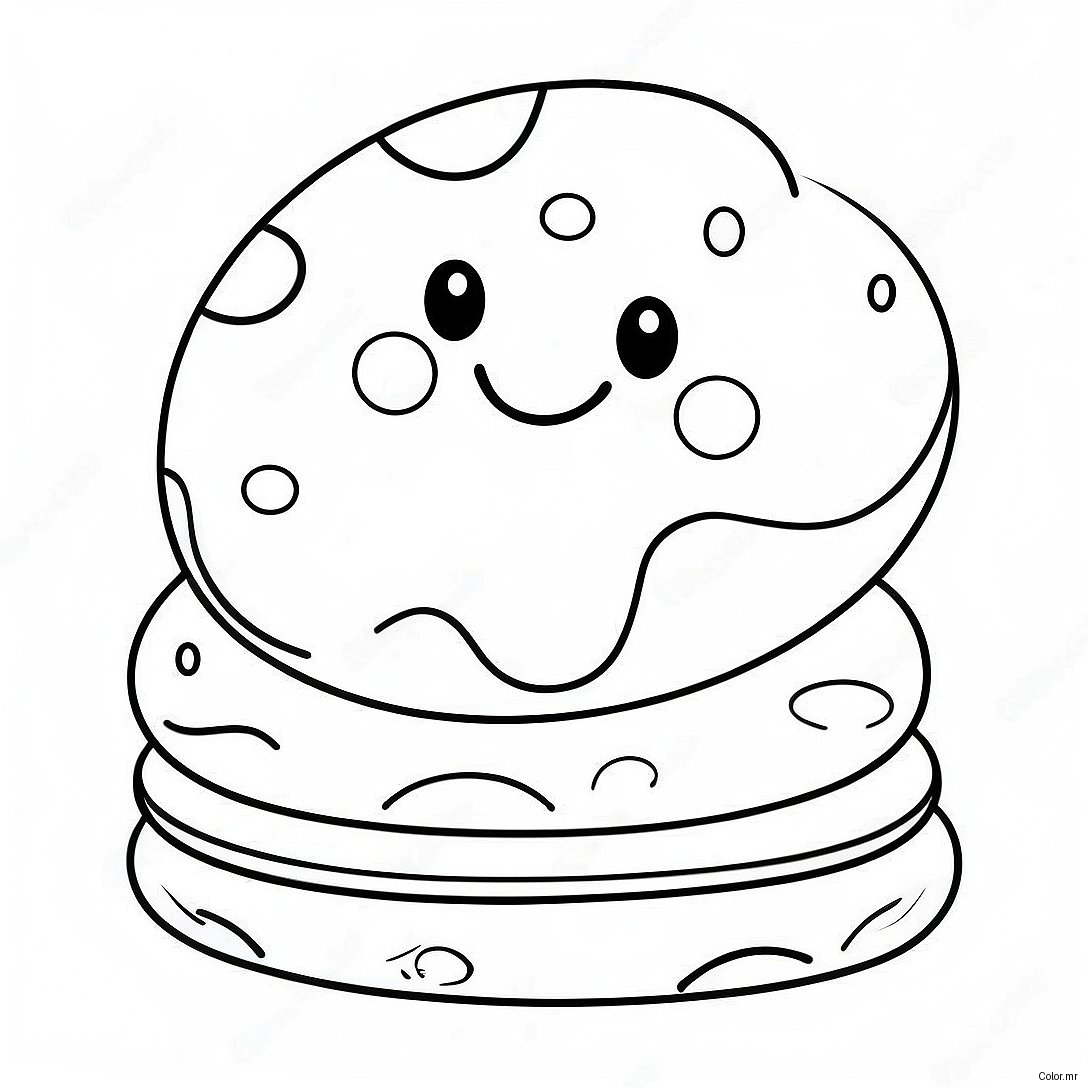 Cute Chocolate Chip Cookie With Smile Coloring Page 34343 28540