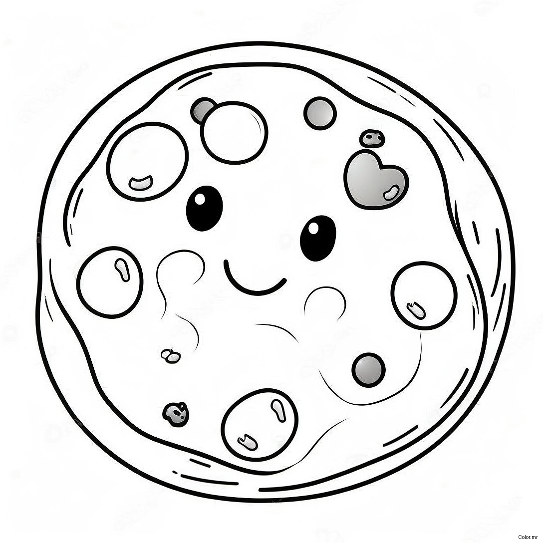 Cute Chocolate Chip Cookie With Smile Coloring Page 34343 28616