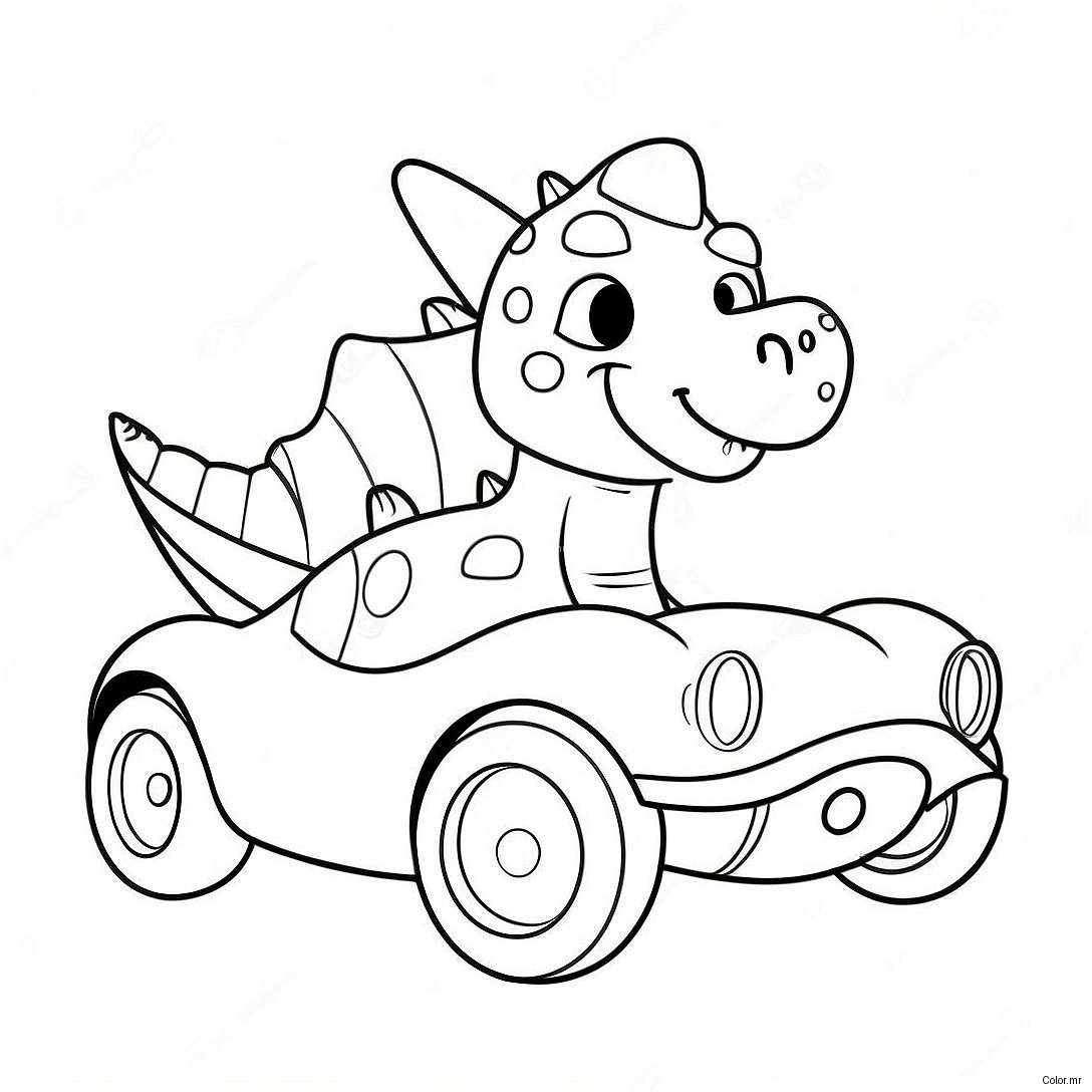 Cute Dinosaur Driving A Sports Car Coloring Page 63320 52401