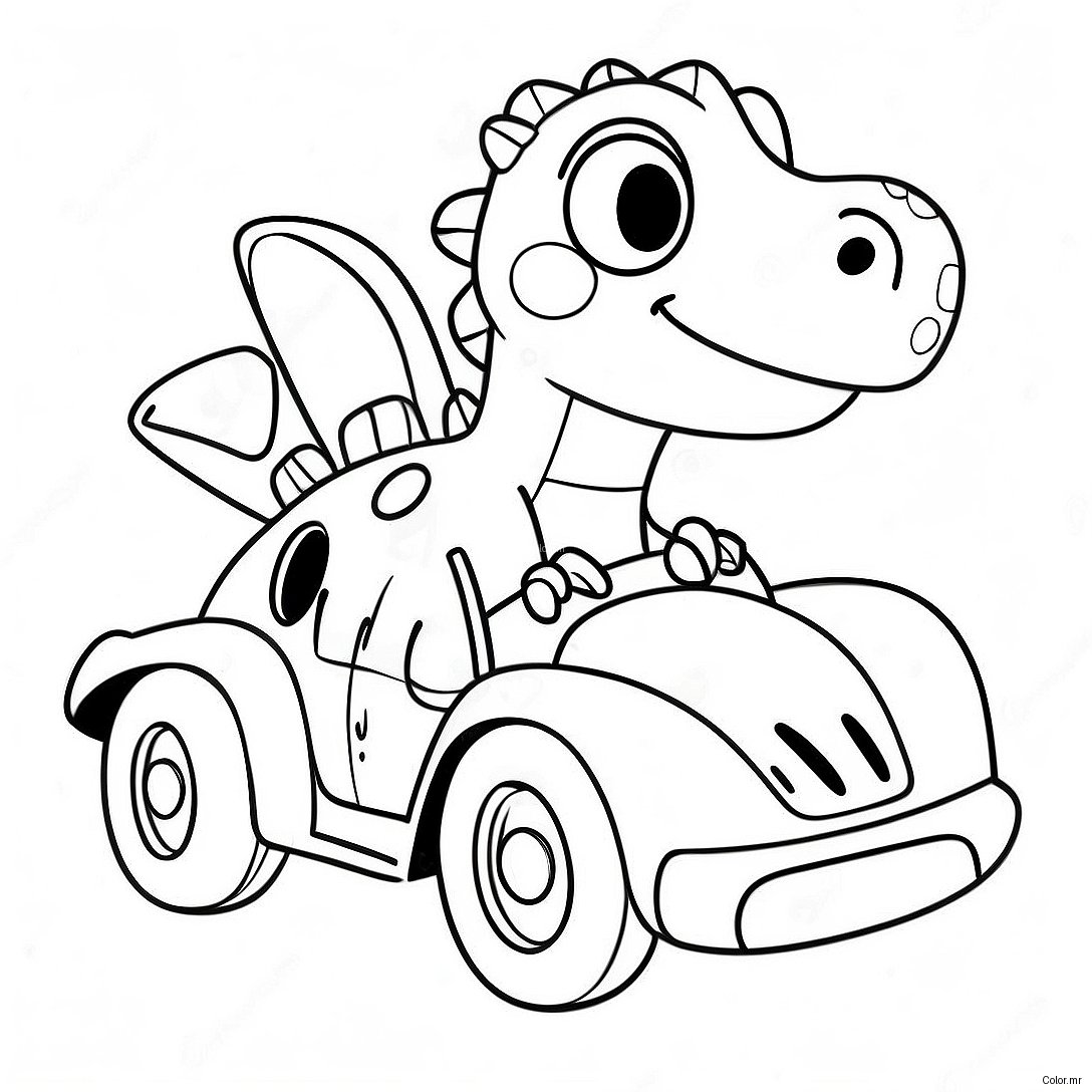 Cute Dinosaur Driving A Sports Car Coloring Page 63320 52403
