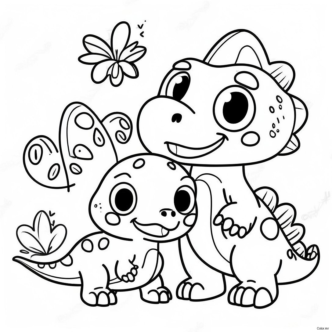 Cute Dinosaur Family Thanksgiving Coloring Page 68593 56567