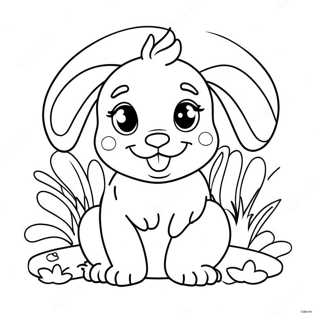 Cute Easter Puppy With Bunny Ears Coloring Page 63840 52817