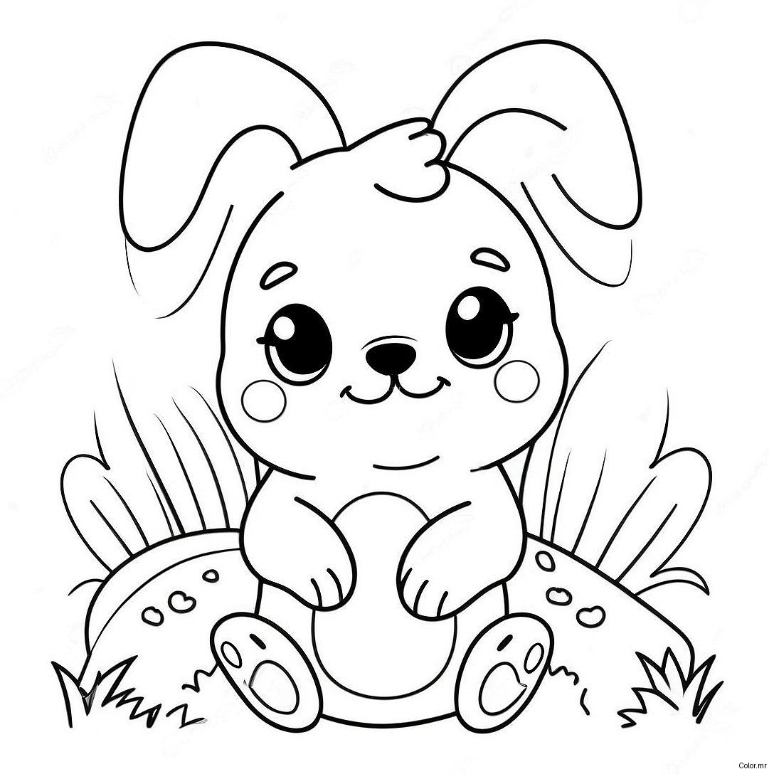 Cute Easter Puppy With Bunny Ears Coloring Page 63840 52820