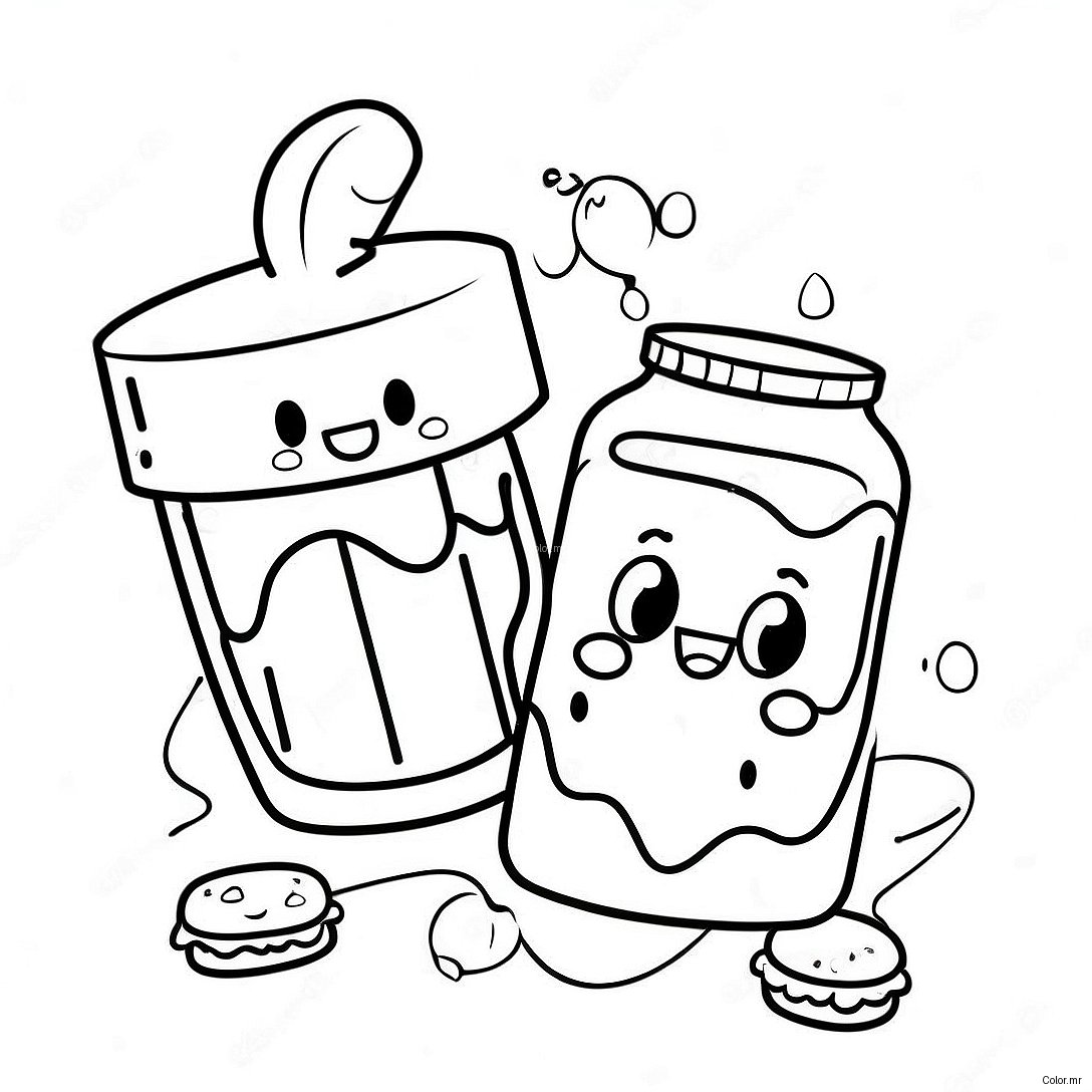 Cute Peanut Butter And Jelly Characters Coloring Page 46394 38637