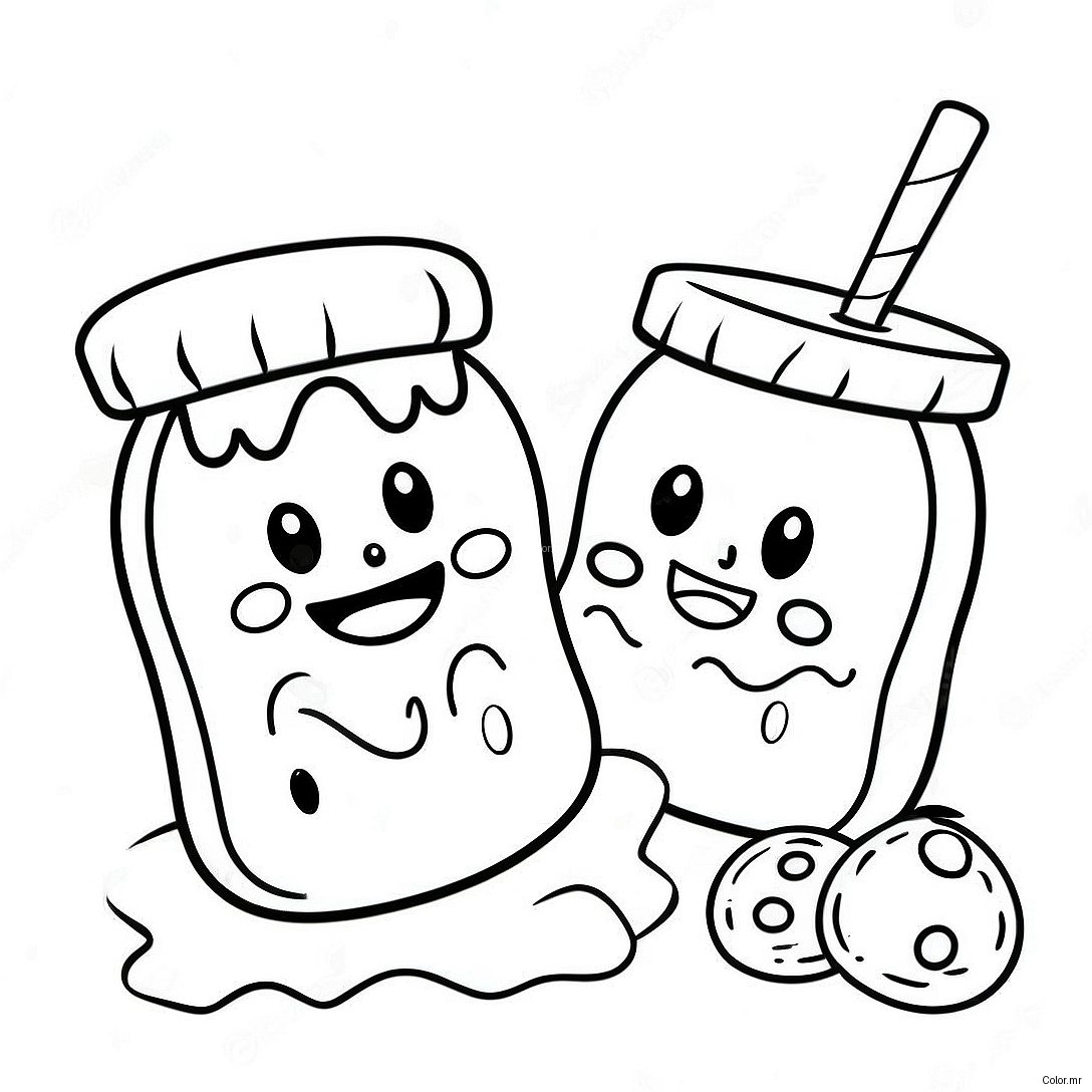 Cute Peanut Butter And Jelly Characters Coloring Page 46394 38639