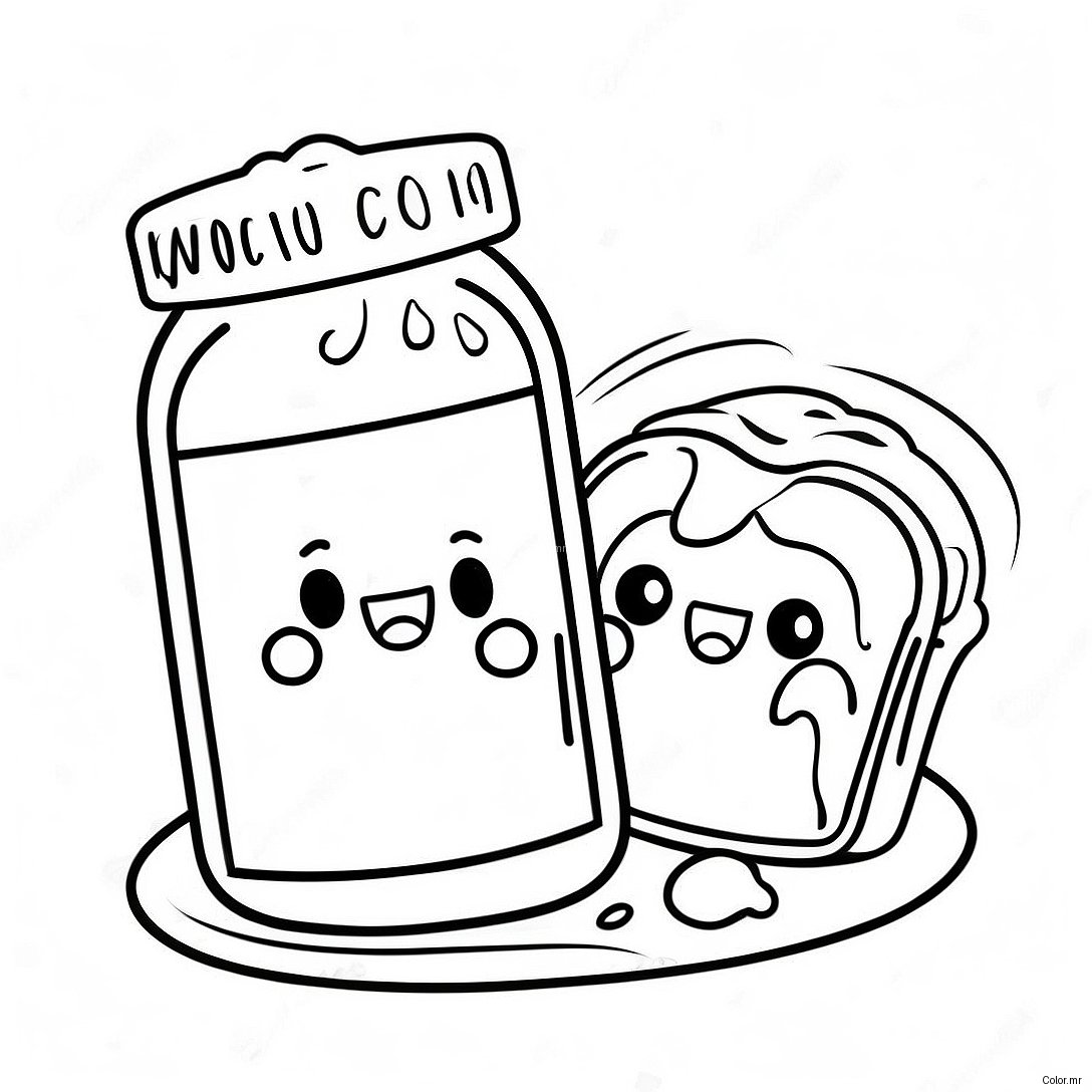 Cute Peanut Butter And Jelly Characters Coloring Page 46394 38640